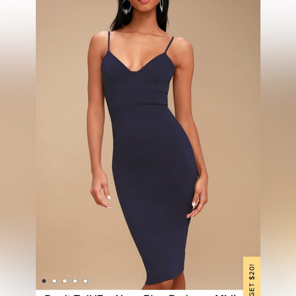 Navy Blue Bodycon Midi Dress
